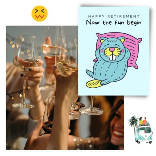 Funny retirement greeting card with a cat and retirement message