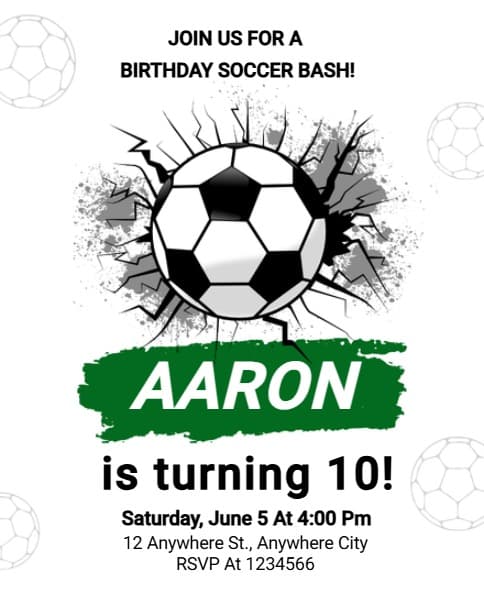 Soccer Birthday Party Invitation Soccer Birthday Party Invitation